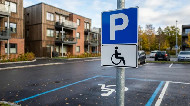 Privat parkering og handicap parkering skilt for borettslag